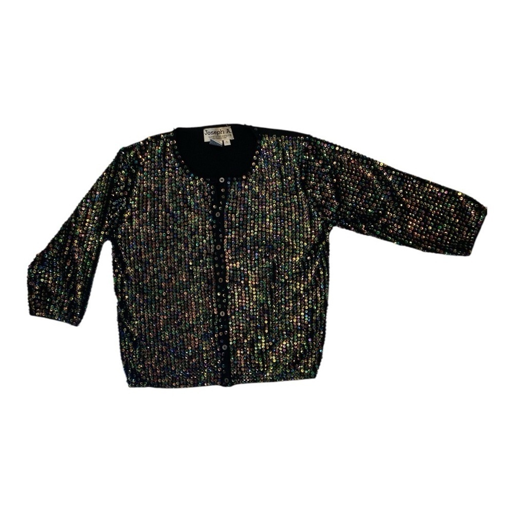 Vintage y2k multicolor sequin button front cardigan